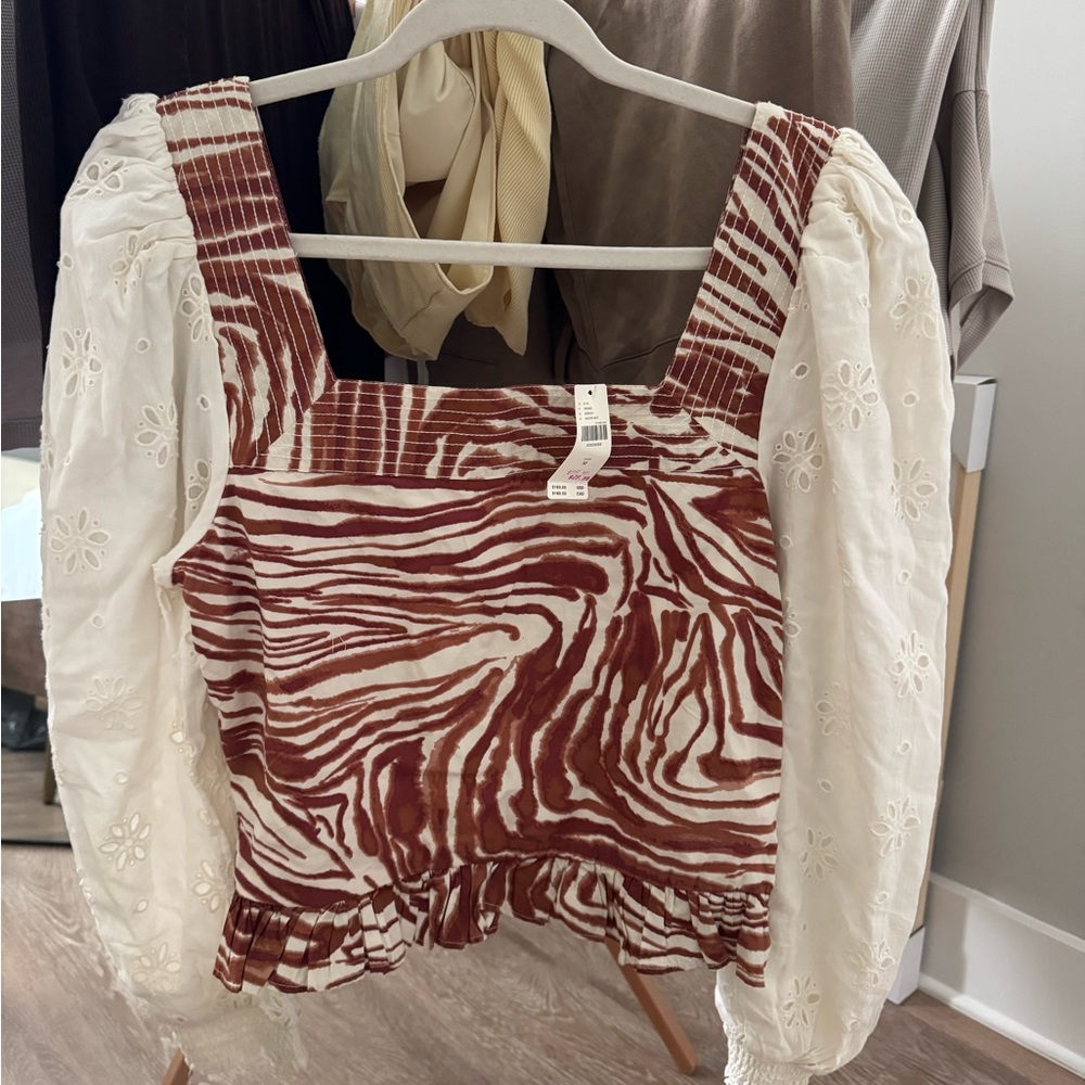 Anthropologie Zebra Eyelit Top - new with tags